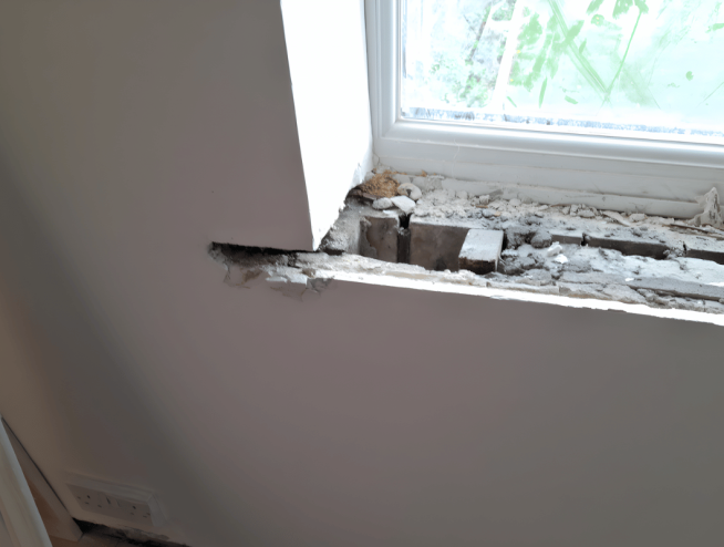 dismantling the window sill
