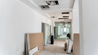 Dismantling drywall in the office
